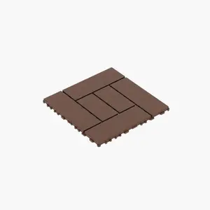 ZZ Style 12" Patio Deck Tiles, DIY Module Interlocking Decking Tiles Floor Tile,Easy and Quick Installation Court Tiles for Porch Poolside Balcony Backyard 44pcs Red Brown