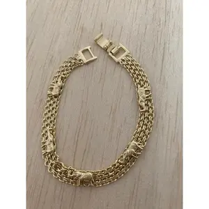 Unisex Minimal Adjustable Gold-Plated Elephant Charm Bracelet - Luck & Protection Symbol Costume Jewelry, Elegant Daily Wear Fashion Accessory for Women, Gold Plated Bracelet