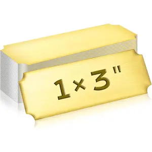 30 Pcs Laser Engraved Brushed Stainless Steel Name Plates Personalized Blank Custom Name Tag Plaque Label with Adhesive Backing Gold 1''x 3'' Notched Corner