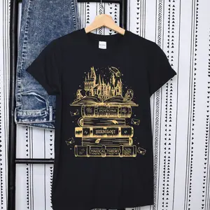 Bookish Tee Hogwarts Castle Doubled Sided Book Shirt Top Believe in Magic Sweat Wizard Colors Tee Herbology Sweat Magical Theory Shirt