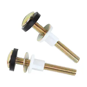 2 PCS Toilet Seat Screws Replacement Kit, Heavy Duty Toilet Seat Fastener with Plastic Nut and Metal and Rubber Washers, Universal Toilet Seat Bolt and Screw Set for Top Mount Toilet Seat Hinge
