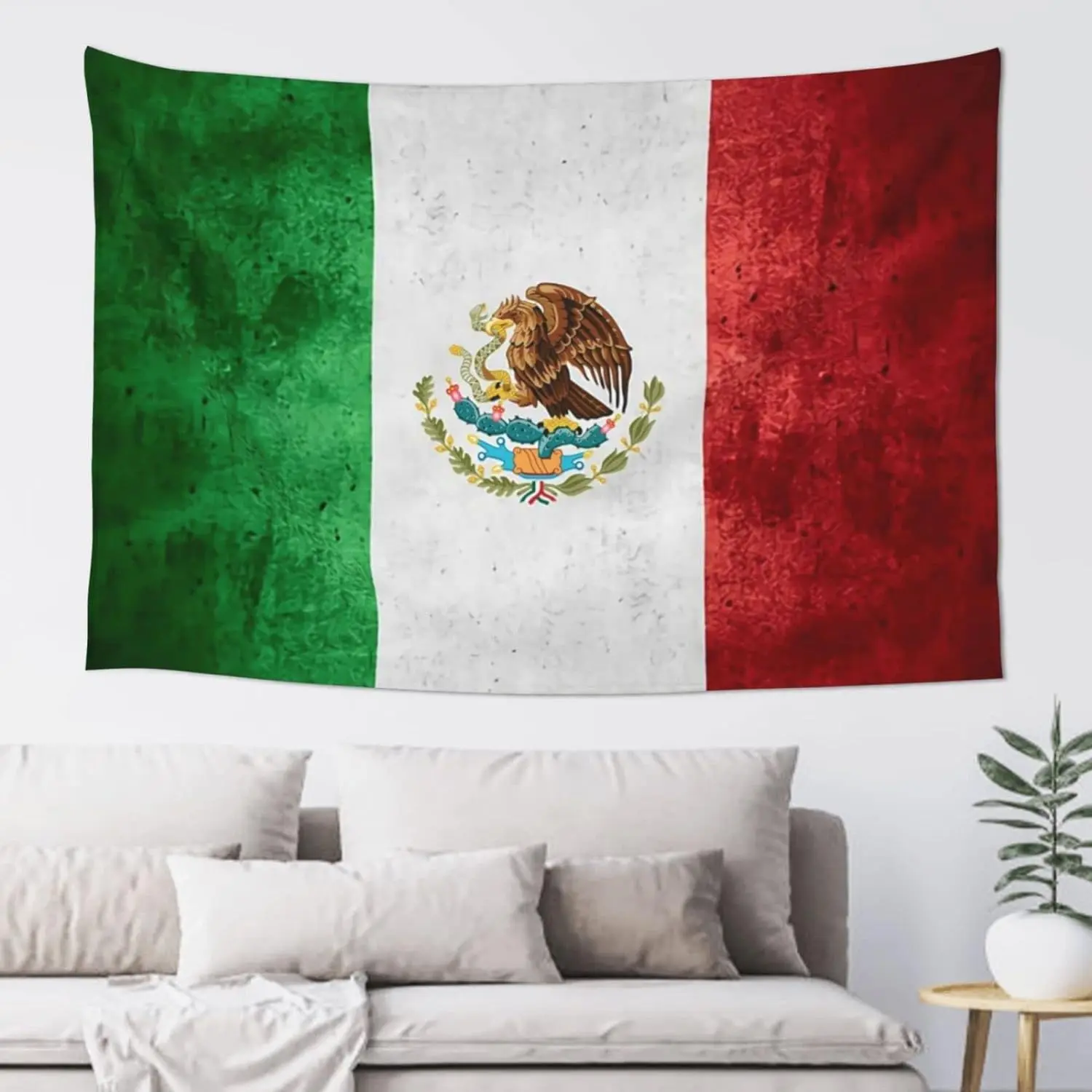 Mexican Flag Decorative Tapestry - Lightweight Mexico Hippie Room Art Wall Hanging, 60x40 in 60x40 Table Cover, Beach Towel Use for Bedroom, Living Room Home Decor Supplies, Indoor/Outdoor, Low‑Heat Ironable