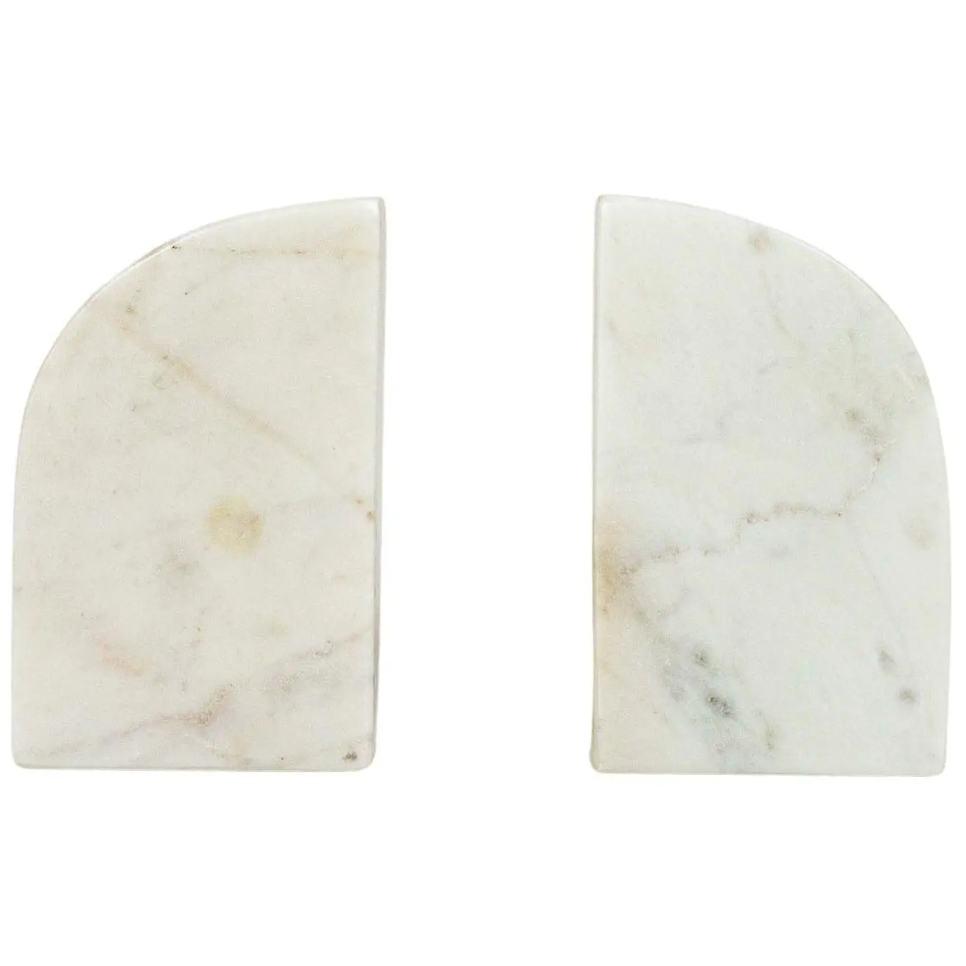 Foreside Home & Garden Set of 2 Arch Bookends White Marble