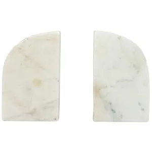 Foreside Home & Garden Set of 2 Arch Bookends White Marble