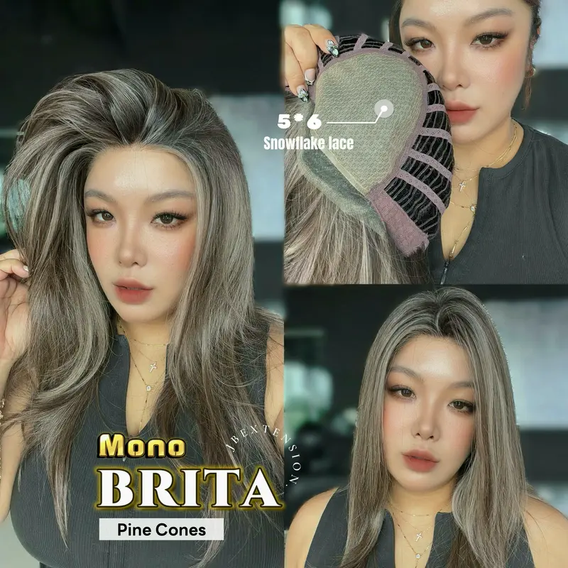 JBEXTENSION BRITA MONO Monofilament Handmade Wig 6X5 Full Monofilament Hand Tied Top Wig 22 Inches Light Blonde Mono Lace Wig Glueless Wig BRITA MONO【BENDY EAR TABS】