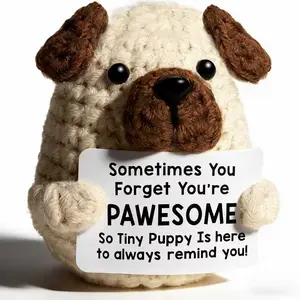 Positive Emotional Support Crochet Dog Ornament, Handmade Knitted Gift for Couples, Spouses, Best Friends & Children, Great for Christmas, Wedding Anniversary & Birthday Deco