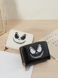 Fashionable Cartoon Graphic Printed Card Storage Bag, Simple and Casual Multi Slot Card Slots Credit Card Holder Organizer, Lightweight Wallet for Women & Girls As Halloween Gift