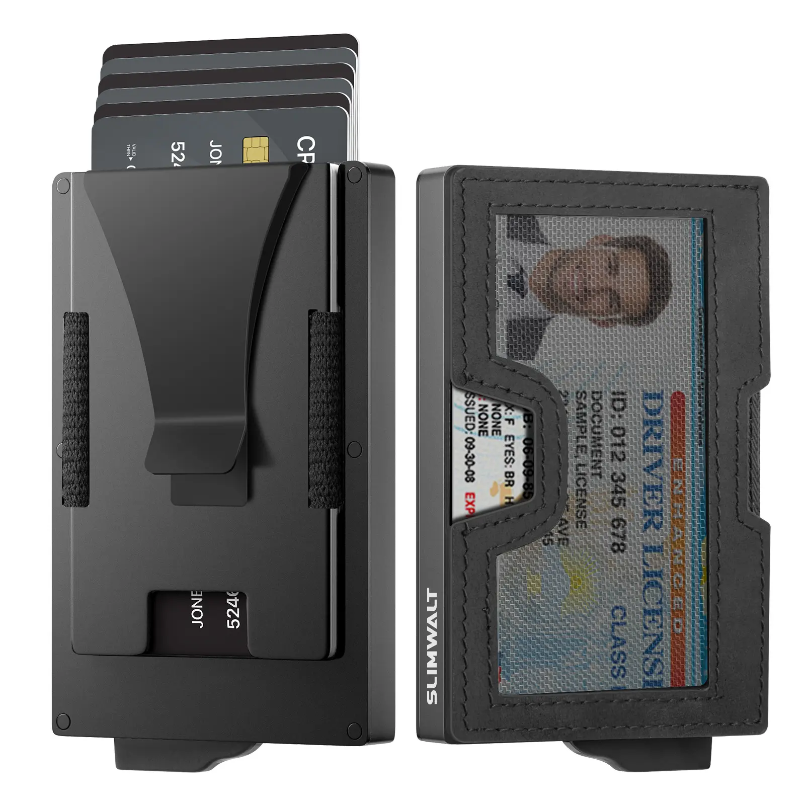 Slim Multi-Functional Wallet with ID Window & Premium Money Clip, Holds 15+ Cards, RFID Blocking Minimalist Pop-Up Card Holder, Premium Gift Box