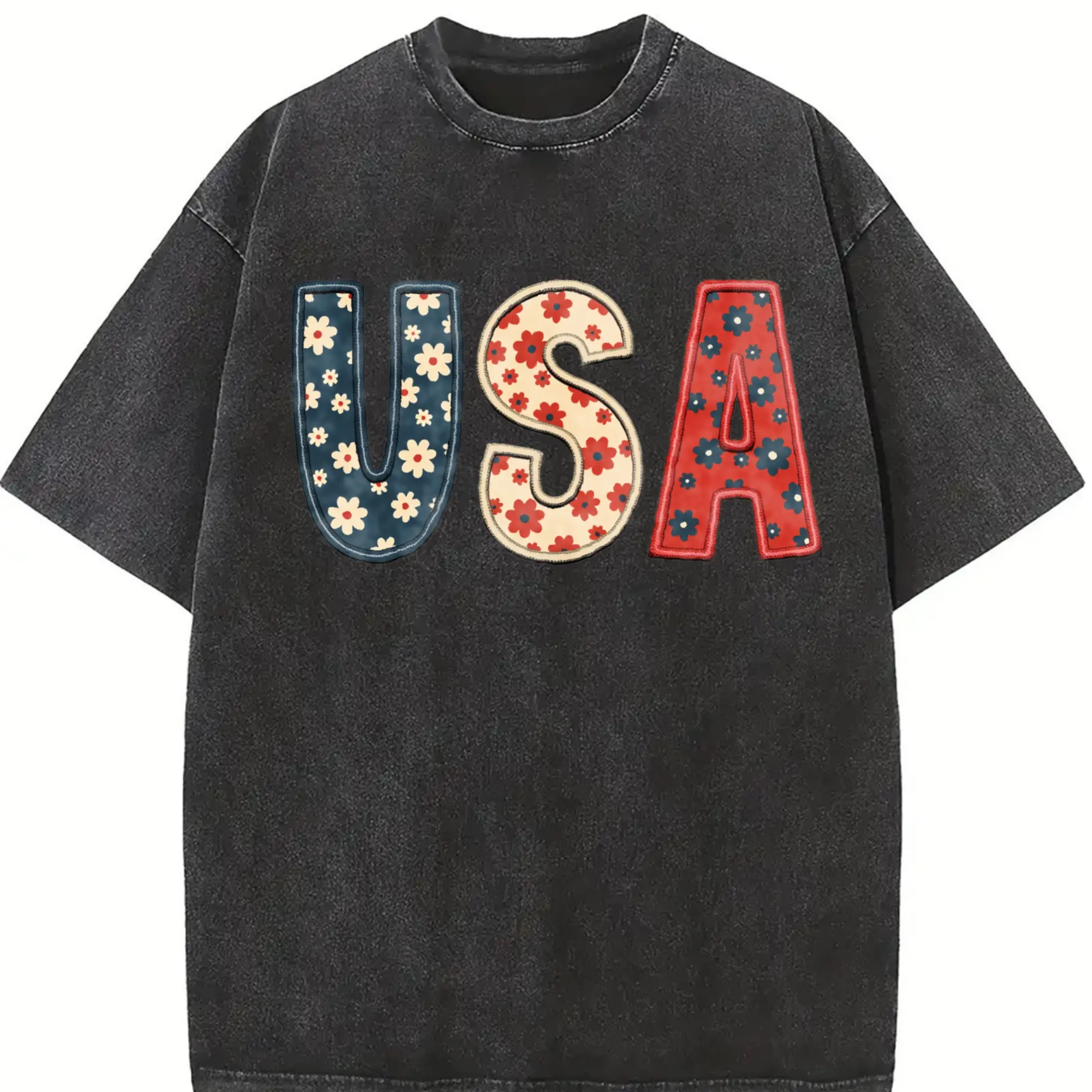 Men's Vintage American Dream Design Batik T-Shirt - High-Quality Streetwear Top, Casual Round Neck, Relaxed Fit Solid Color Holiday Present, Tshirt