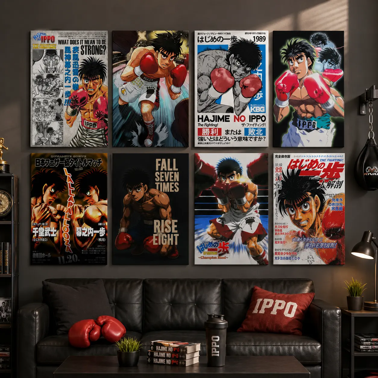 Hajime no Ippo Boxing Graphic Poster - High-Quality Vintage Anime Theme Canvas Wall Art with Vibrant Detail, Wood Frame, Fan Gift for Dorm Room Decoration