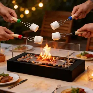 Patio Home Decor Gifts,CompactSpace Saving,Portable Rectangular Metal Tabletop Fire Pit - Indoor and Outdoor Fireplace for Making Roasted Marshmallows, Space Saving, Easy to Assemble, Perfect for Camping, Backyard, Parties,Mother plot gift