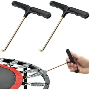 Quacc 2 PCS Trampoline Spring Pull Tool, Trampoline Hook Tool, Spring Pull T-Hook with Plastic Handle for Jumping Trampoline Spring Installation