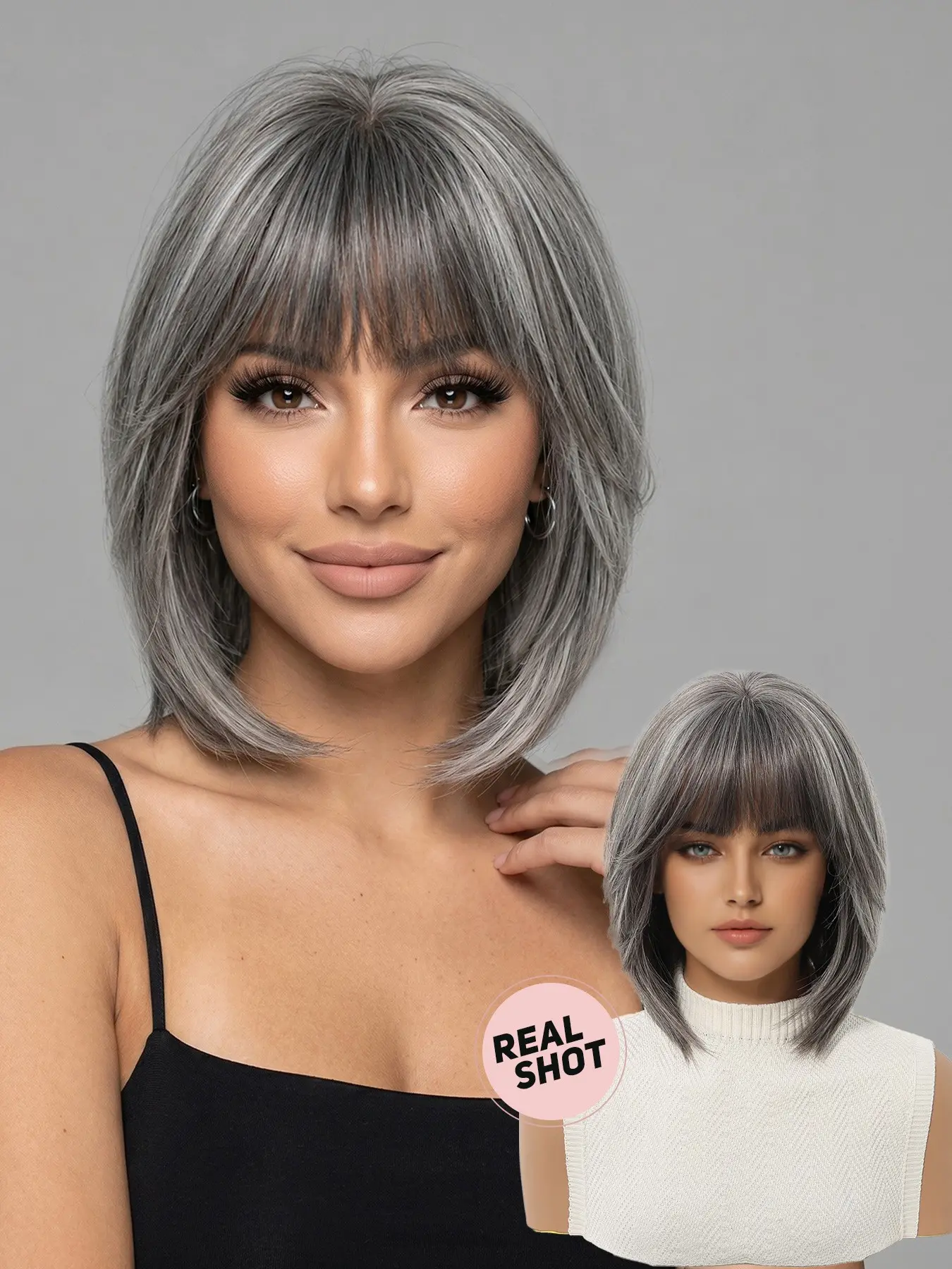 22 Gradient Wig with Bangs, Short Straight Bob Style, Heat-Resistant Synthetic Fiber, Synthetic Bob Wigs, Perfect for Parties and Cosplay, Party Wigs