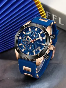 Men's Multifunctional Sports Chronograph Quartz Analog Watch, High-End Business Casual Trendy Men's Wristwatch, Stylish and Durable Design, Modern Fashionable Wristwatch