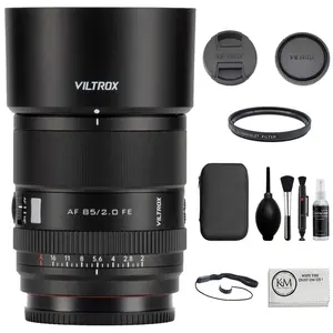 Viltrox AF 85mm f/2 EVO FE Lens Compatible with Sony E Mount Bundle with UV Filter + Lens Cap Keeper + Cleaning Kit + Cleaning Cloth (5 Items)
