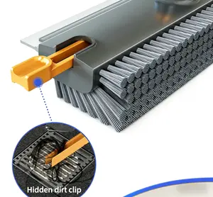 Adjustable Long Handle 3 in 1 Floor Scrubber Broom, 90° Stiff Bristle Brush with Squeegee for Heavy-Duty Cleaning in Bathroom, Kitchen, Tile, Deck & Garage