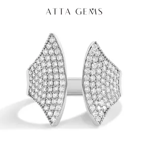 Special Design Open scallop shape Synthetic Moissanite Ring for Men And Women Band Birthday Fine Jewelry R139