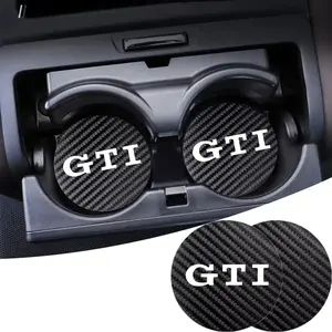 For Volkswagen GTI 2Pcs Car Coaster Water Cup Bottle Holder Anti-slip Pad Mat Silica Gel Bottle Holder Pad Car Accessories