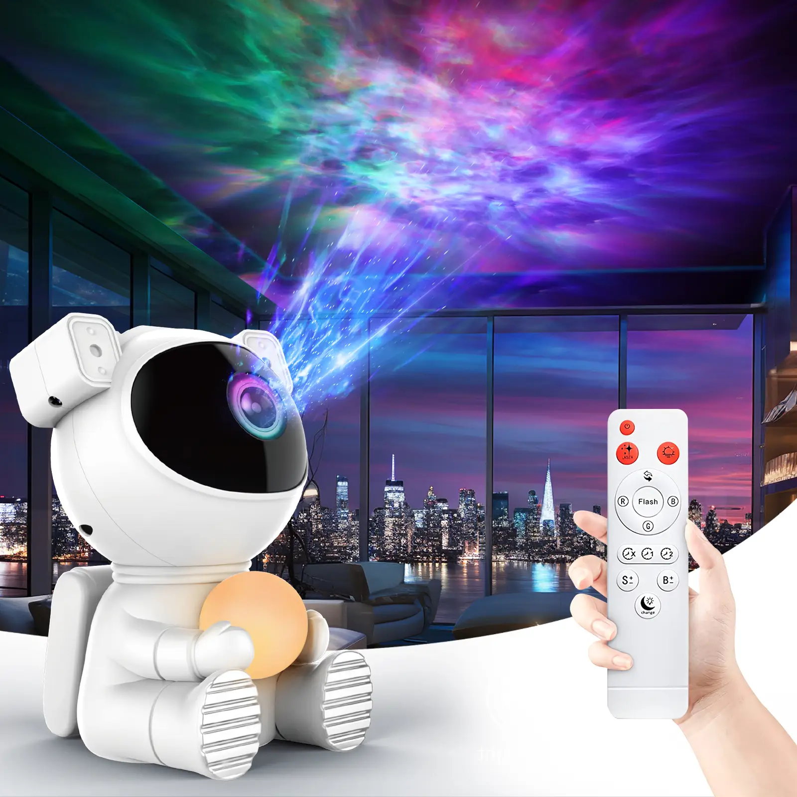 Astronaut Galaxy Projector Light, 2 in 1 Star Projector Light with Moon Lamp, Galaxy Night Light with 360° Adjustable & Remote Control, Gifts for Kids
