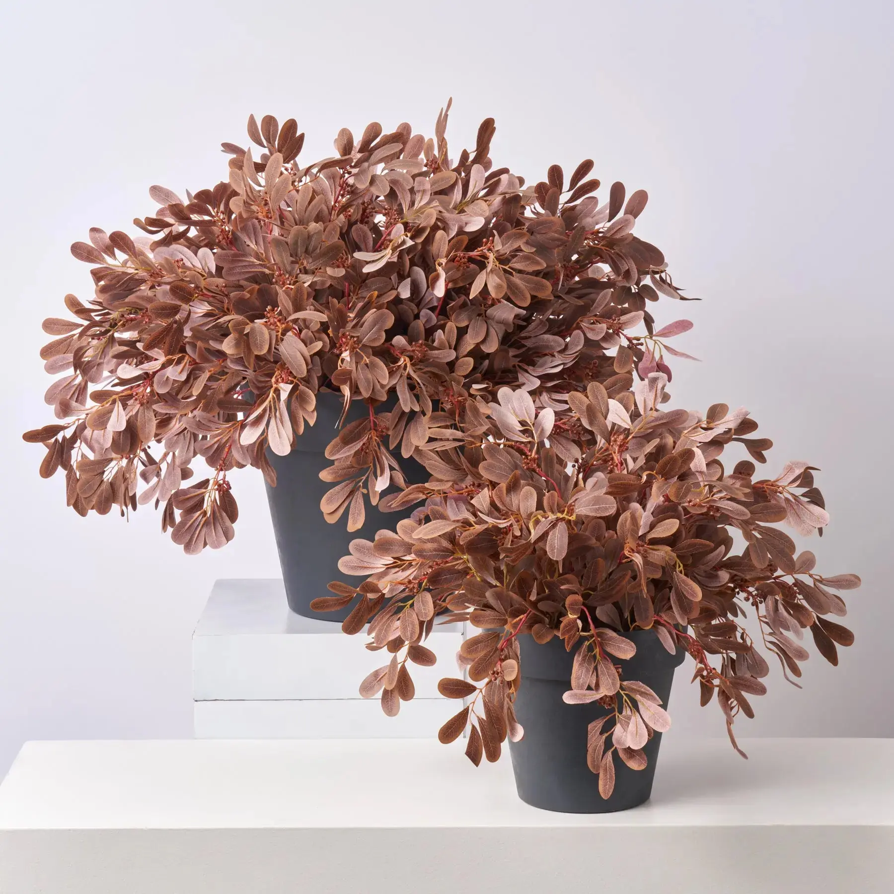 Autumn Espresso Privet Bush Faux Foliage Outdoor Urn Filler Summer Fall Front Porch Arrangement - Available in 2 Sizes
