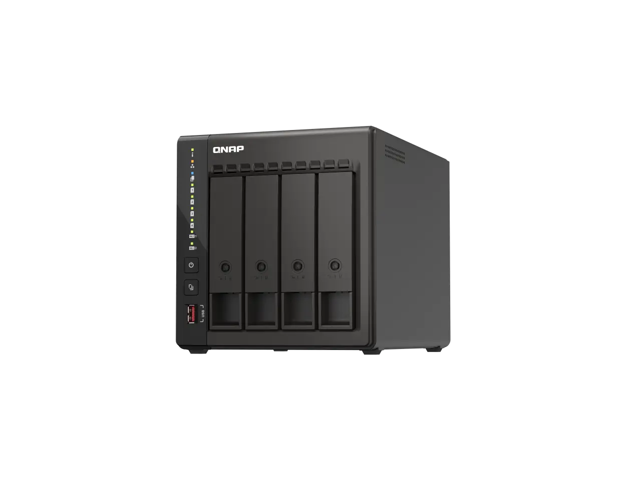 QNAP 4-Bay High-Performance desktop NAS with Intel Celeron 4-Core J6412, onboard 8GB RAM, 2 x 2.5GbE, 1 x HDMI 1.4b, 2 x M.2 PCIe Gen 3 Slots, 2x USB 3.2 Gen2 Type A, long term supply up to 2029