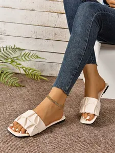Women's Fashionable Plain Color Slip on Sandals, Casual Comfortable Slingback Sandals for Beach Vacation, Lightweight Breathable Shoes for Daily Wear