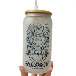 My neighbor Totoro Studio Ghibli Glass Cup Bamboo Drinkware Lid Tumblers Sturdy Reusable Portable