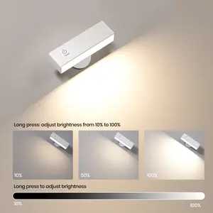 Led Wall Lights Type C Rechargeable Wall Mounted Bedside Lamp 360 Rotate Magnetic Wall Reading Christmas Room Decoration Light