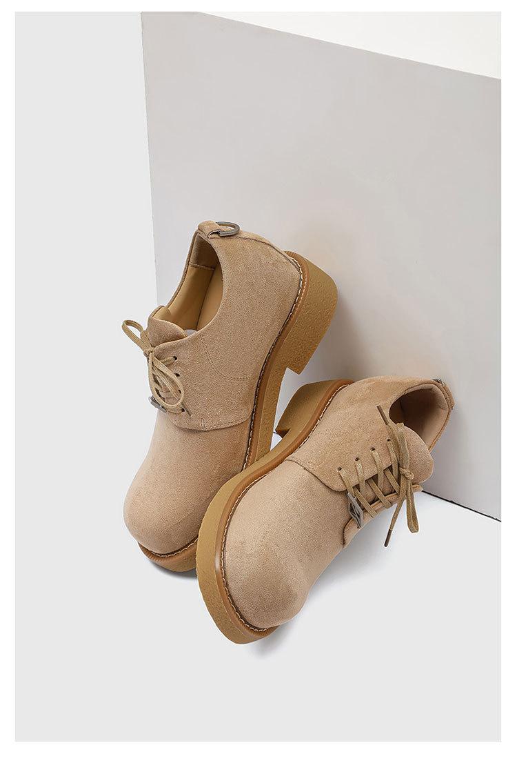 Retro low-top work shoes for men, casual leather shoes with hidden internal lift, new outdoor hiking thick-soled shoes, all-season retro functional casual shoes