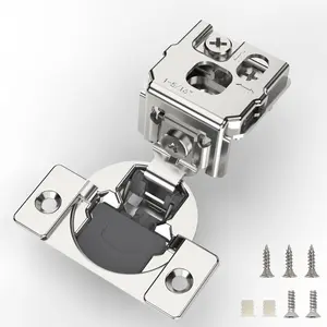 2 Pieces 1-5/16 inch Overlay Soft Close Hinges for Kitchen Cabinet Hinges Satin Nickel Hidden Hinges Soft Closing Cabinet Hinges Door Hardware Door Security Lock