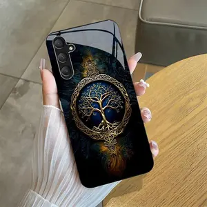 Suitable for [Galaxy A16 5g] high-end phone case🤩， high-end patterns，blue and gold tree of life pattern new black phone，drop-resistant and fingerprint-proof YM99