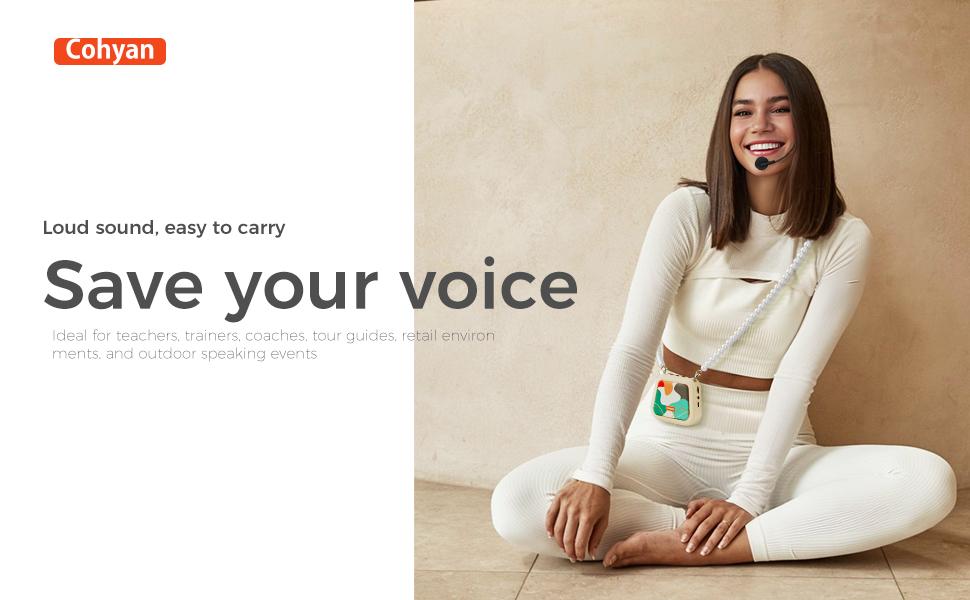 【COHYAN K20】 Voice Amplifier for Teacher,PortableBluetooth Wired Voice Amplifier with MicrophoneHeadset and Speaker, Mini Voice Amplifier forClassroom,Speech,Training,Tour Guide,Mini BagDesign