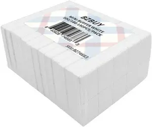 Bzbuy Nail Mini White Buffer Block File 100/180 Grit 2 Sided 130 Count Manicure Nail Care