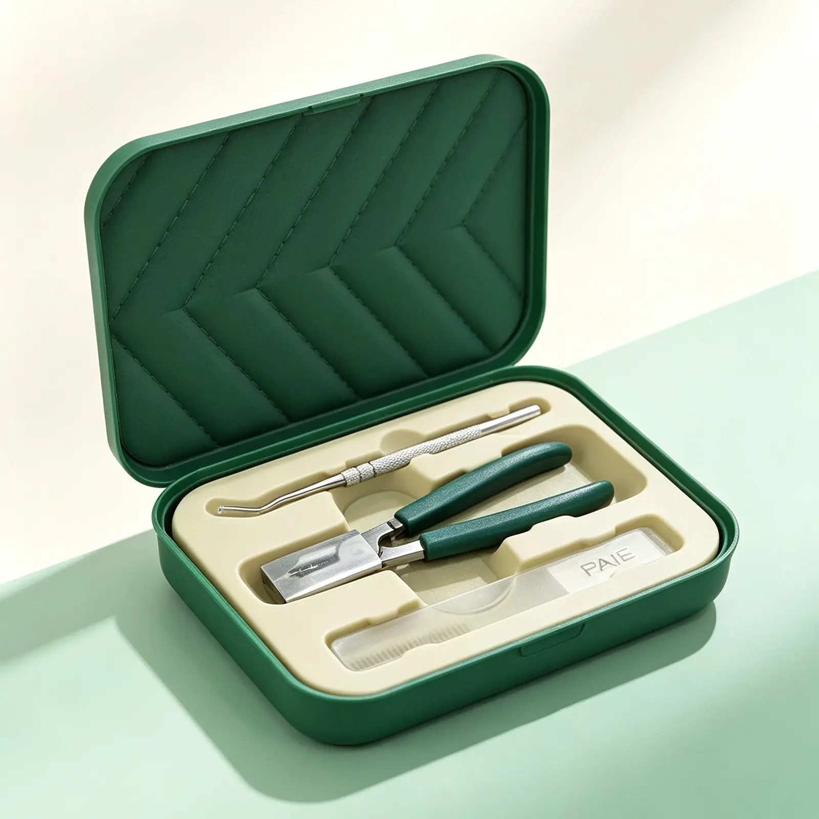 Viral TikTok Green Nail Care Kit, Durable Stainless Steel Cuticle Trimmer Manicure Tools Set, Compact Portable Storage Box Nail Grooming Set for Women Men