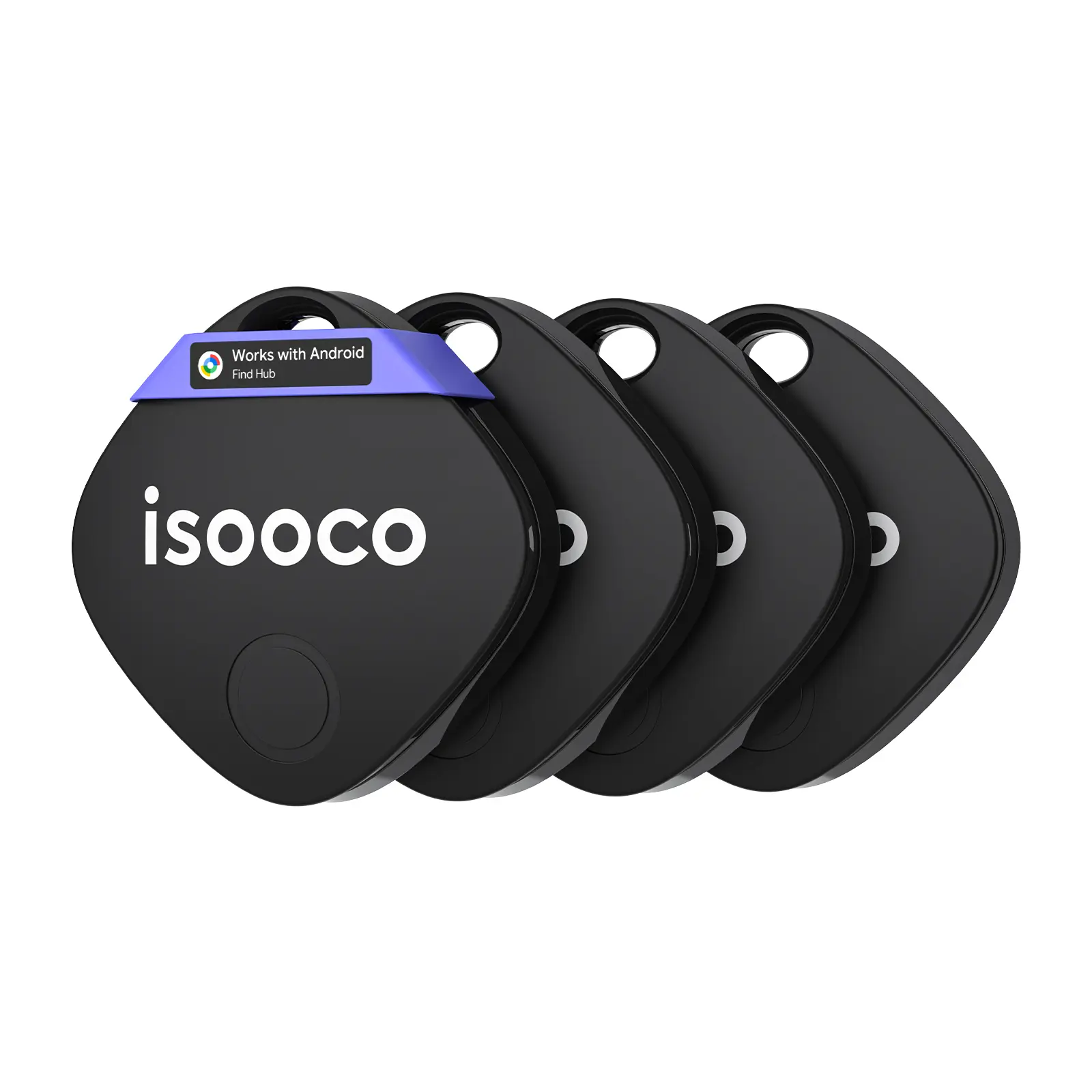ISOOCO IS2501 GPS Bluetooth Tracker 4-Pack - IP67 Waterproof, 200ft Range, 1 Year Battery Replaceable, Compact, iOS & Android Compatible for Kids, Wallets, Car