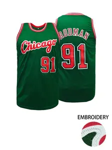 Men's Chicago #91 Green Basketball Jersey, Breathable Polyester Fabric Basketball Vest, Basketball Clothing for Games, Training & Casual Wear,Gym clothes, Sports Jersey, Sports Top,Breathable Athletic Top, Gym Workout Tops