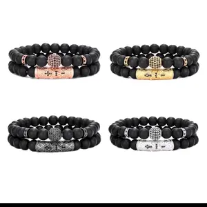 4 Pcs 8mm Black Onyx & Tiger Eye Stone Beads Bracelet Set for unisex High-Quality Sturdy Durable Ela Rope Bracelets Black Onyx