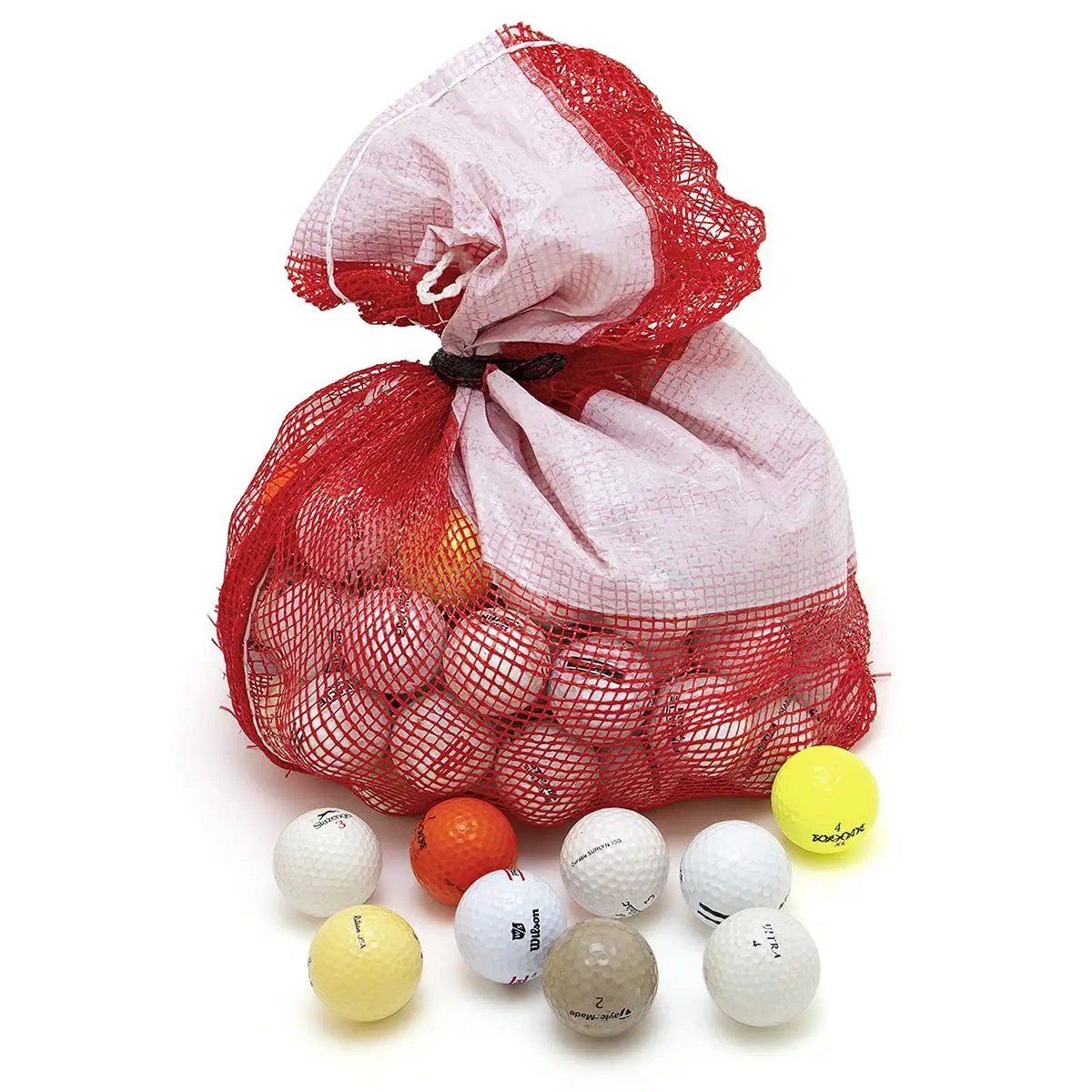 Recycled Hit-away Golf Balls - Cheap Bulk Golfballs For Practice & Range Hitting Mix Comes In A Mesh Ball Carrying Bag