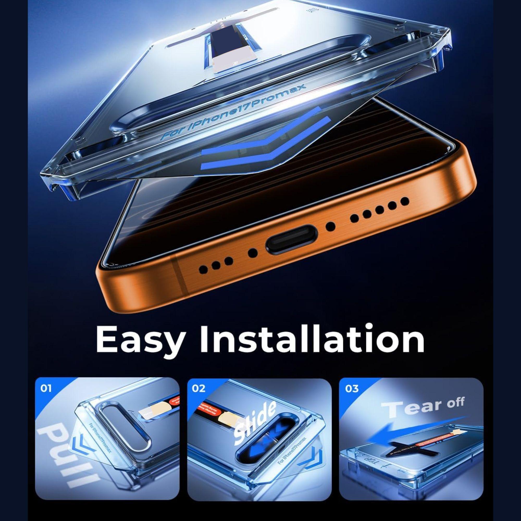 2 Pack Privacy Screen Protector for iPhone Anti-spy Tempered Glass HD 360° Privacy Compatible with iPhone 17 16