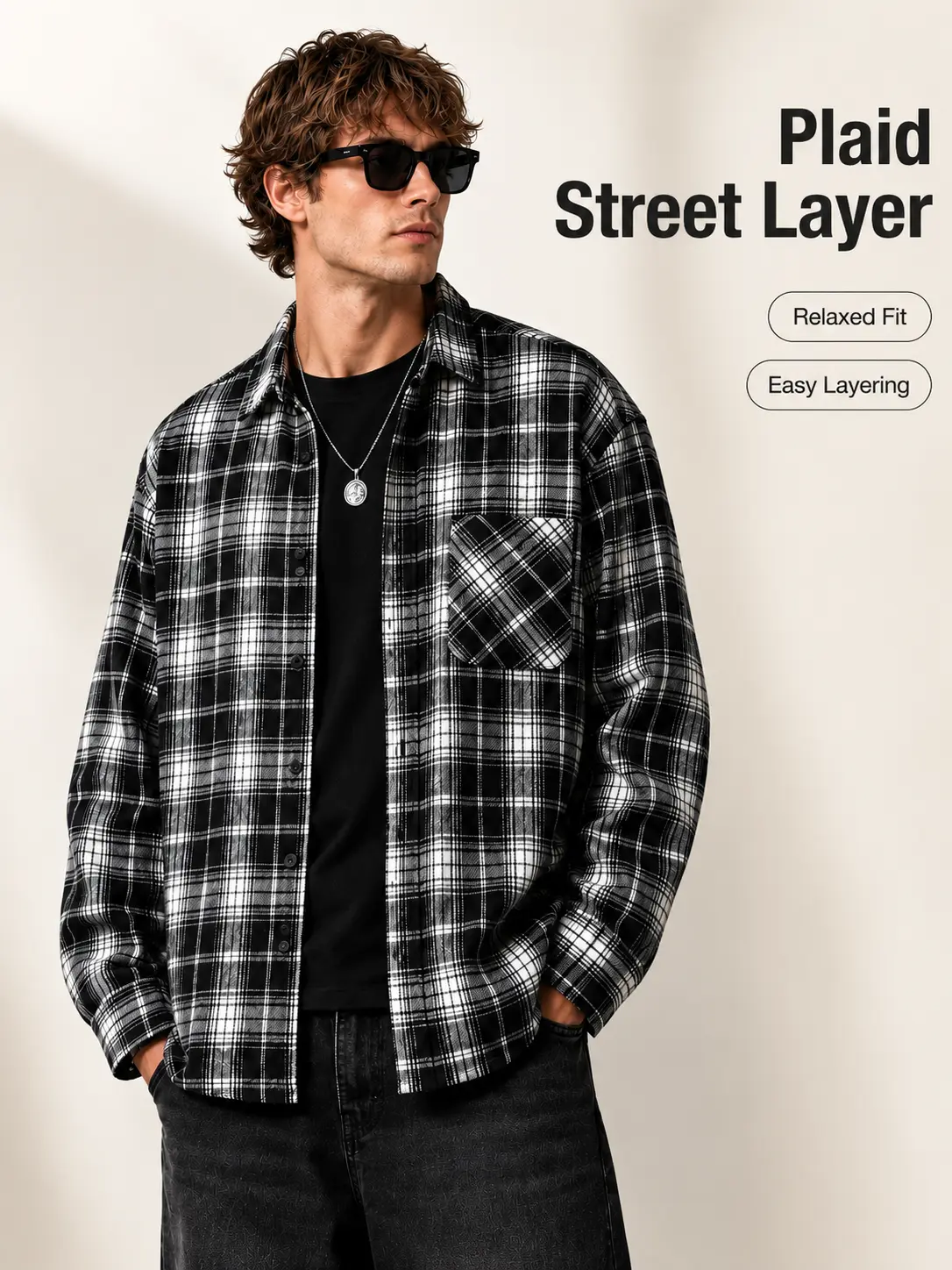 Men's Plaid Flannel Shirt Casual Button Down Shirts Long Sleeve Overshirt Streetwear Jacket Lightweight Soft Checkered Shirt for Men Fall Winter Daily Wear Layering Top Outdoor Travel Fashion Button Down Front Menswear Blue Checked Button-Up