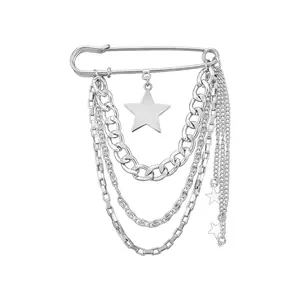 Fashionable Chain Lapel Pin Trendy Hip Brooch Perfect for Fashion Enthusiasts