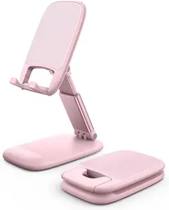 Pink Phone Holder, Desk Accessories - Rose Gold Pink Office Cell Phone Holder, Desktop, Office Desks Accessories, Desk Decor Gifts for Women, for Mothers Day, 4-8'' Telephone Stand Lamicall