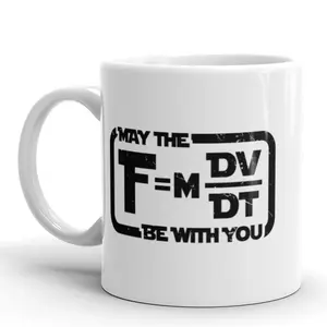 May The Force Be With You Equation Coffee Mug Funny Nerdy Mathy Ceramic Cup - 11oz Funny Coffee Mugs Ceramic Printed Drinkware Cup