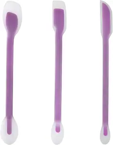3PCS Long Handle Jar Scraper Set – Dual Ended Silicone Peanut Butter Spatula Spoons with Measuring Scale