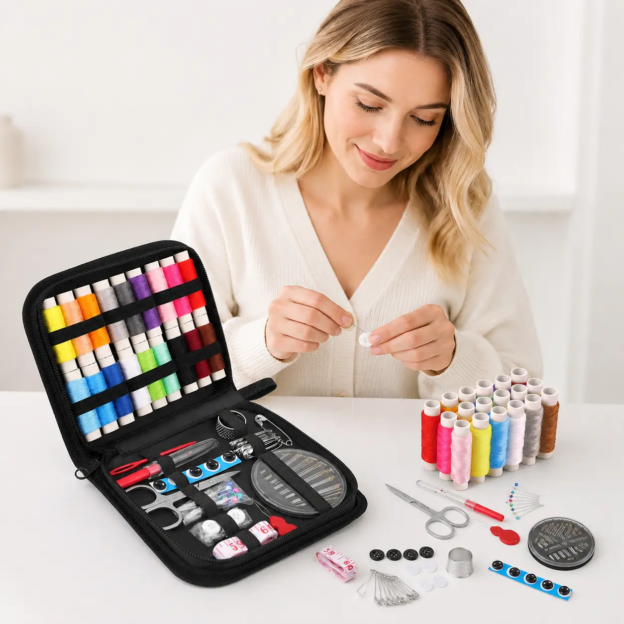 86 Pieces Sewing Kit Basic - Needle and Thread Kit with Sewing Supplies, Scissors, Needle Threader, Seam Ripper & Accessories for Adults, Kids & Beginners