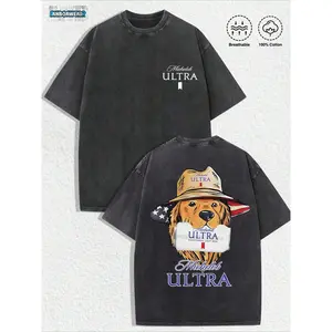1 PCS "Michelob Ultra - American Dog" Vintage Graphic Tee Made Of 100% Breathable Cotton, Men's Round Neck Printed Short Sleeve Casual Everyday T-Shirt, They Are Excellent Gifts For Friends And Family, A Youthful And Fashionable Design, Graphic Tees Men
