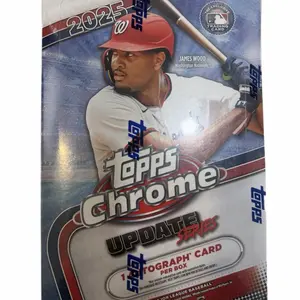 (1) Topps 2025 Chrome Update Series Baseball Trading Card Box with 1 Autograph