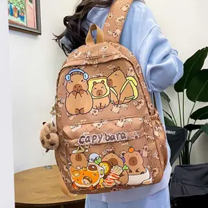 Cute Large Capacity Capybara Backpack Cartoon Breathable Student Schoolbag Nylon Ultra-light Book Bag Back to school Women Girl