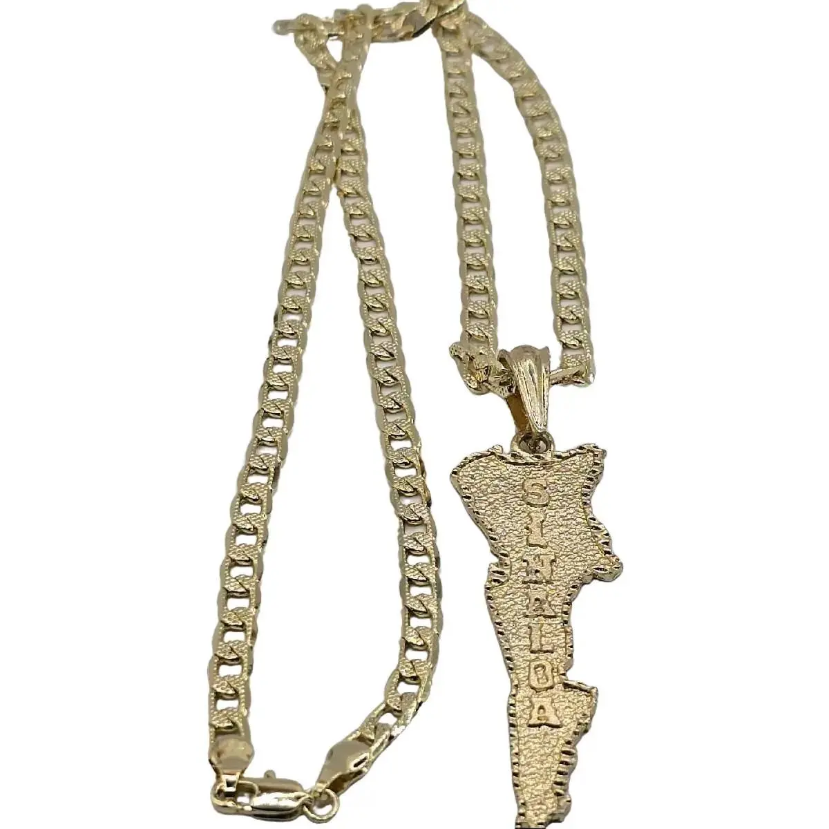 Mapa de Sinaloa, México 24-Inch Gold-Plated Necklace with Chain and Gold-Plated Map Pendant