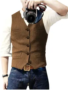 Men's Retro Tweed Vest Herringbone Wool-Blend: Elevate Casual & Creative Styles for Photography Outings & Daily Wear